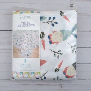 Easter Vinyl Tablecloth 60x84 Spring Gnome Party Bunny Carrot